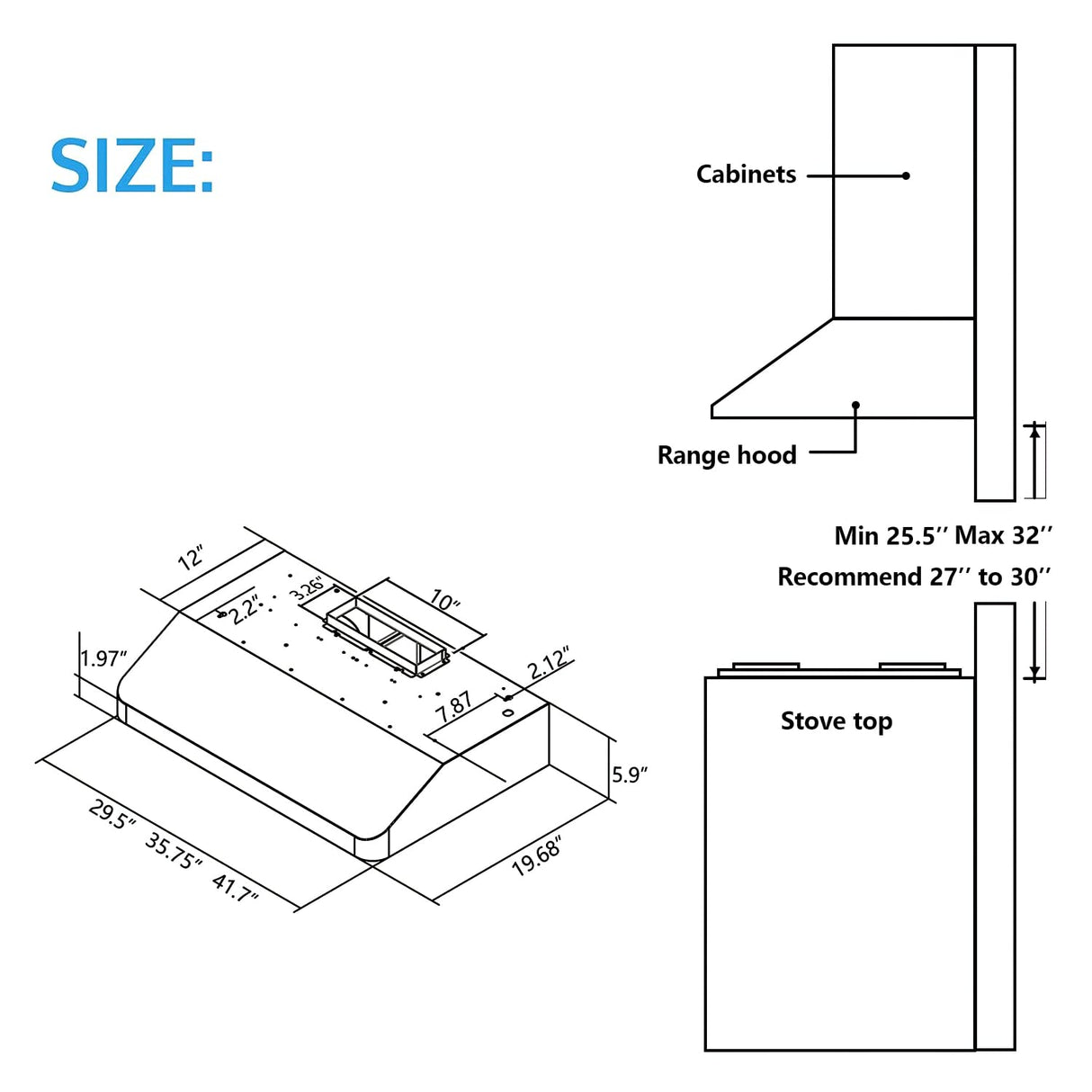 IKTCH 30 Inch Under Cabinet Range Hood with 900-CFM, 4 Speed Gesture Sensing&Touch Control Panel, Stainless Steel Kitchen Vent with 2 Pcs Baffle Filters(IKC01-30) IKTCH