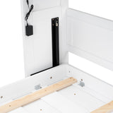 Quarte Twin Size Murphy Bed with LED Light,can be Folded into a Cabinet, Hidden Wall Bed Cabinet for Small Spaces Apartments Studio Dorms (A-White+Brown) Quarte