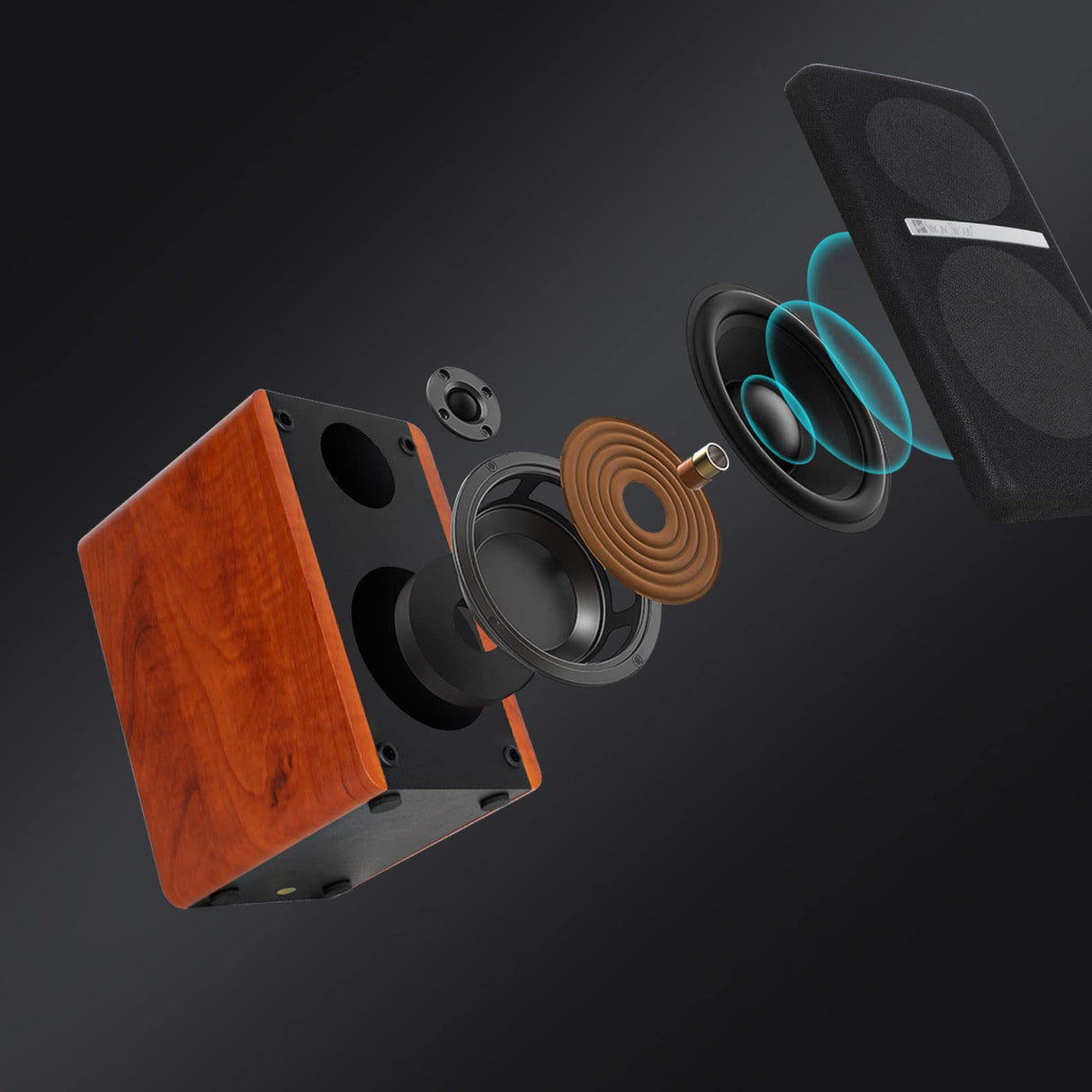 SingingWood Audio VP42AS Bluetooth Belt Drive 2 Speed Built in Preamp Turntable Hi-Fi with 44 Watt Bookshelf Speakers, Vinyl Record Player with Magnetic Cartridge Bluetooth Playback (Walnut) SINGING WOOD