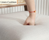 EALSON Counter Height Bar Stools Set of 2 Farmhouse Barstools with Rattan Back Linen Upholstered Bar Chairs Mid Century Wood Breakfast Bar Stool Chairs for Kitchen Island, 30 Inch Beige EALSON