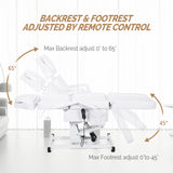 OmySalon Fully Electric Salon Facial Bed Chair, Multi-Purpose Massage Tattoo Lash Waxing Table, Height Backrest Footrest Adjustable, for Beauty Barber Spa (White) OmySalon