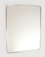 16x20 Austin Farmhouse Metal Framed Rounded Rectangle Recessed Bathroom Medicine Cabinet, Beveled Mirror, 14x18 in-Wall Opening, powder-coated Steel, Glass Shelves, Magnet Close, Brushed Nickel Fox Hollow Furnishings