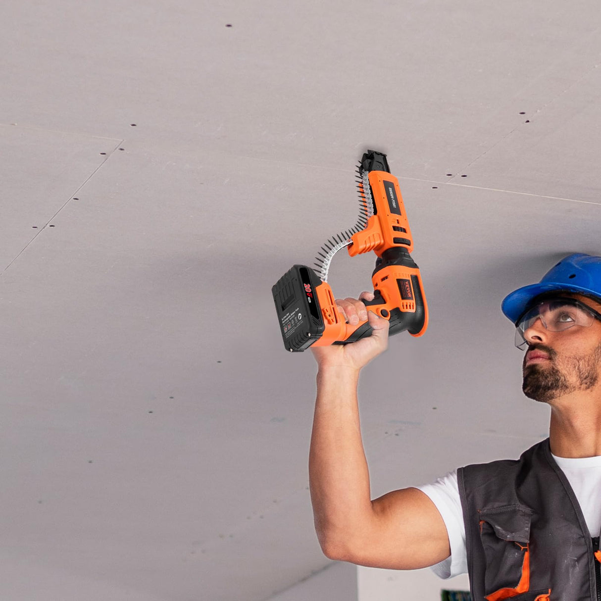 VEVOR Drywall Screw Gun Auto-Feed, 20V Max Collated Drywall Screwgun, 4200RPM Brushless Cordless Drywall Gun Kit with 2 Battery Packs, Belt Clip, Charger, Tool Bag, Screw Length and Depth Adjustable VEVOR