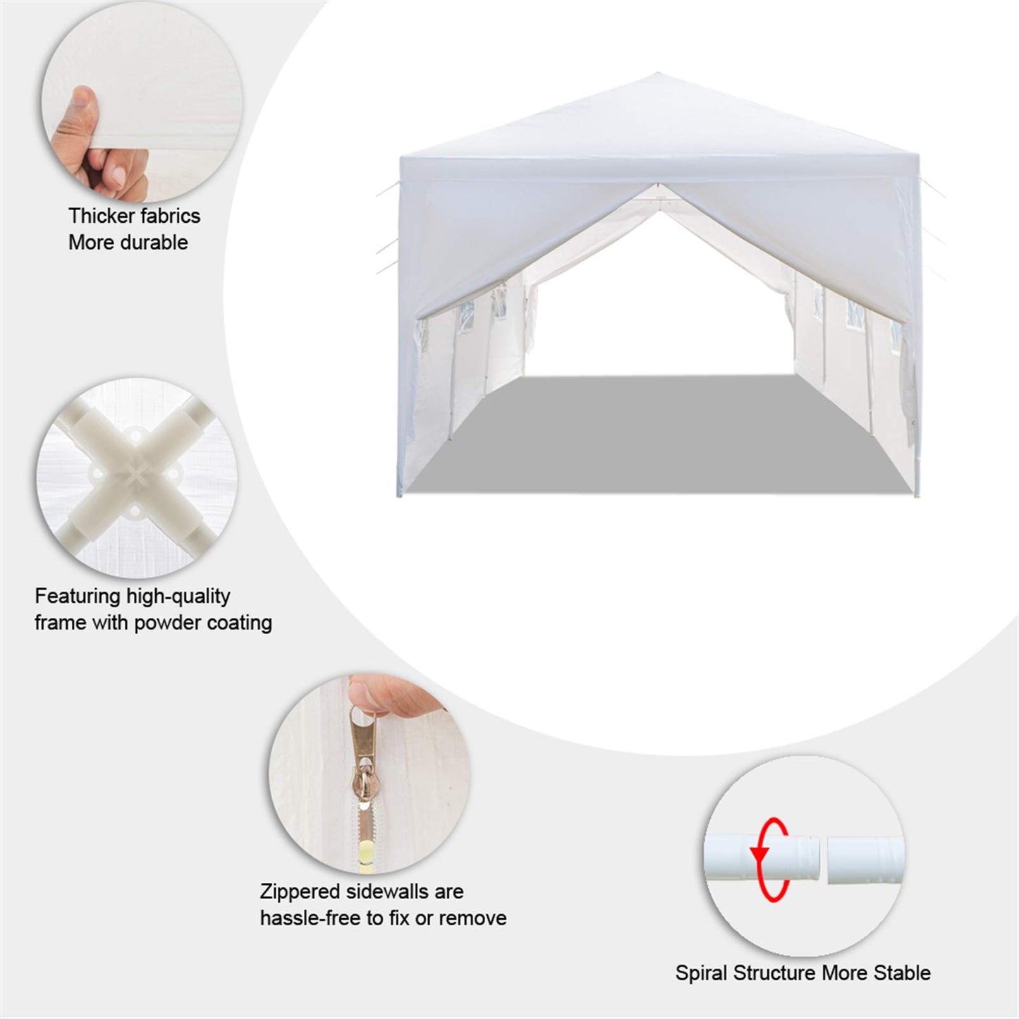 10x30 Tents for Parties, Large Party Tent, Outdoor Canopy Tent with 8 Removable Sidewalls and Windows for Wedding, Event, White Backyard Tent for Temporary Event - WoodArtSupply