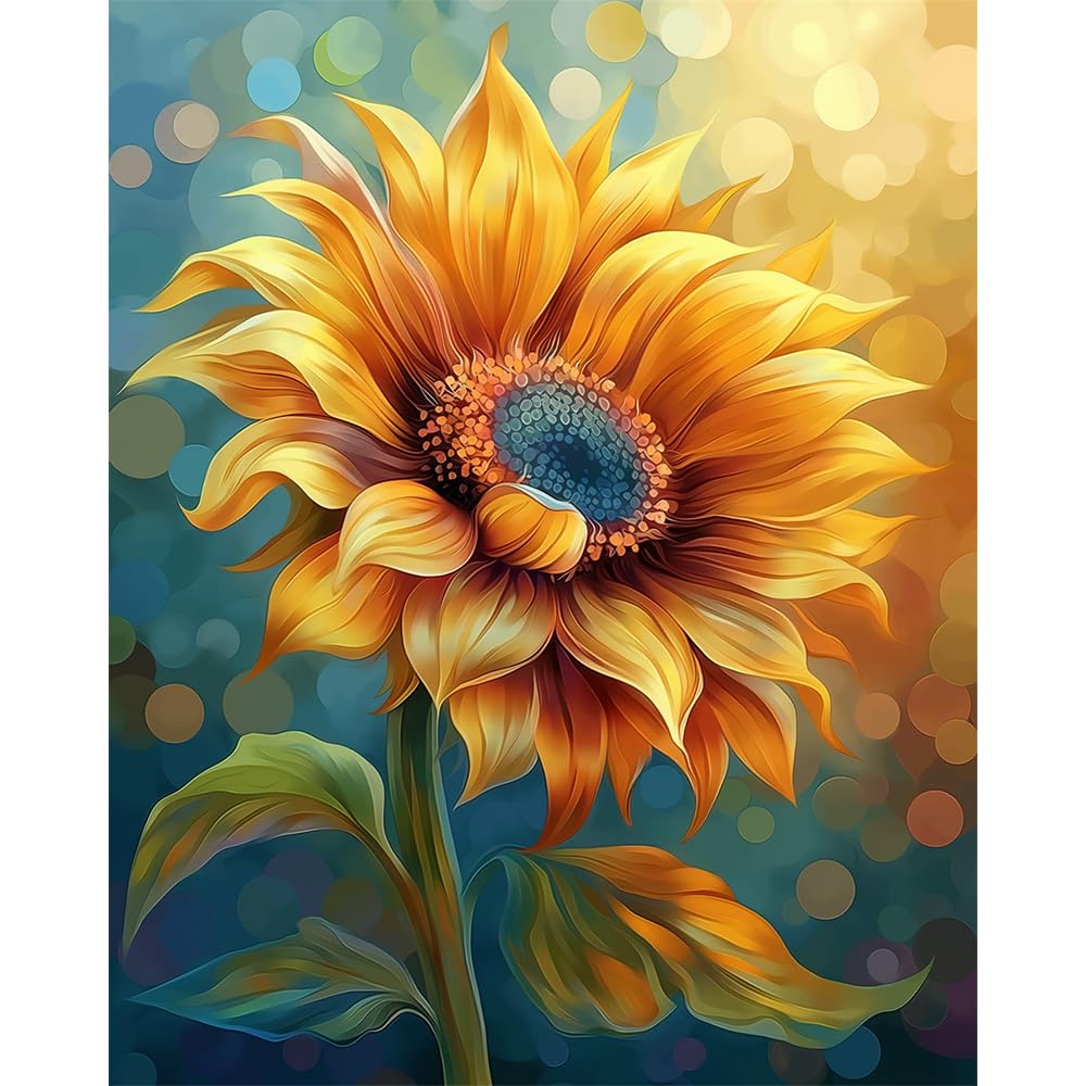 Natuyalo Paint by Numbers Kit for Adults - Sunflower DIY Adult Paint by Number Kits Flowers Acrylic Canvas Painting for Adults Beginners Art Crafts Without Frame, 16x20 Inch Natuyalo