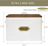 EMAX HOME Extra Large Space Saving Farmhouse Bread Box With Wood Lid - Vertical Breadbox Bread Storage Bin Holder for Kitchen Countertop, White EMAX HOME