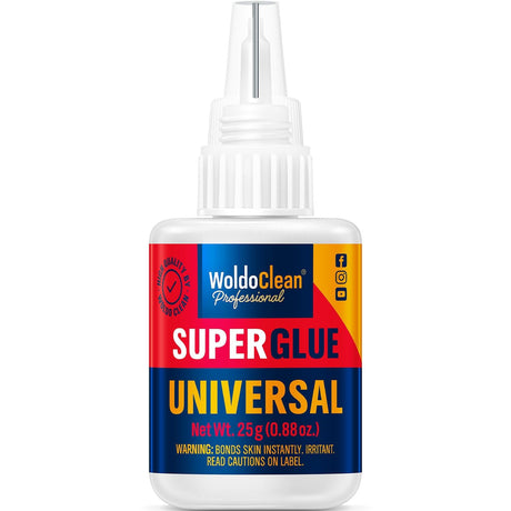 Super Glue for All Purpose Extra Strong 0.88oz - Waterproof, Heat-Resistant, Clear Glue with Precise Nozzle WoldoClean