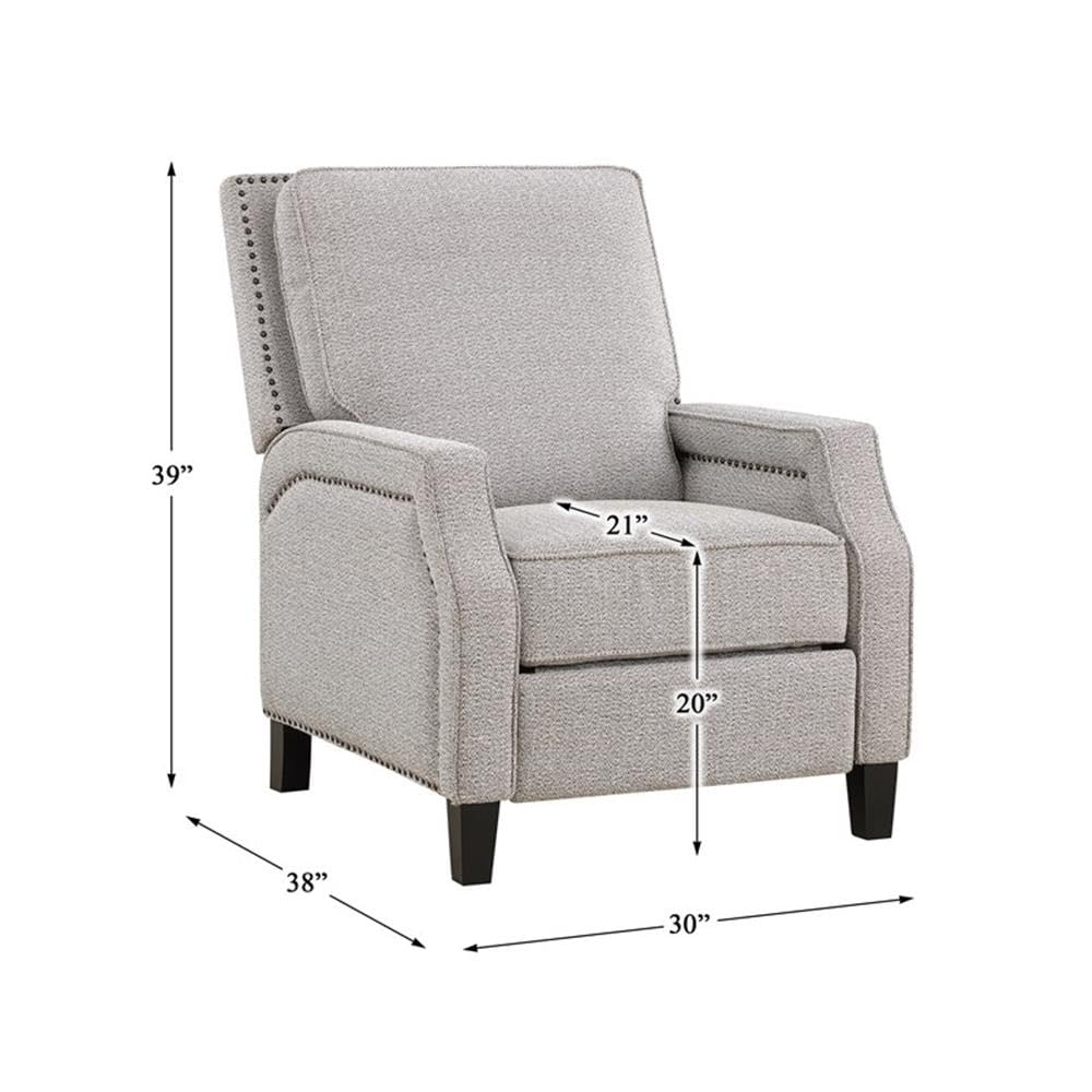 Lexicon Berenson Fabric Upholstered Push Back Recliner in Coconut Color Lexicon