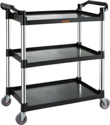 VEVOR 3 Shelf Heavy Duty Utility Cart, 154LBS Capacity, 37.4" x 15.7" x 32.7", Black VEVOR