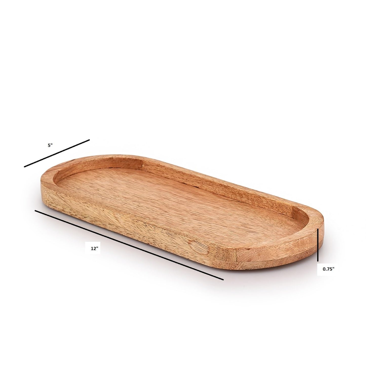 Samhita Mango Oval Wood Tray Set of 3 Perfect for Food Holder/BBQ, Serve Cheese, Sushi, Holiday Snacks, and More. (12" x 5" x 0.75")