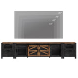 WAMPAT TV Stand Set with Charging Station and Drawers,85 inch Farmhouse Entertainment Center with Sliding Barn Door,Media TV Console with Storage Shelf for Living Room Bedroom，Dark Walnut and Black WAMPAT