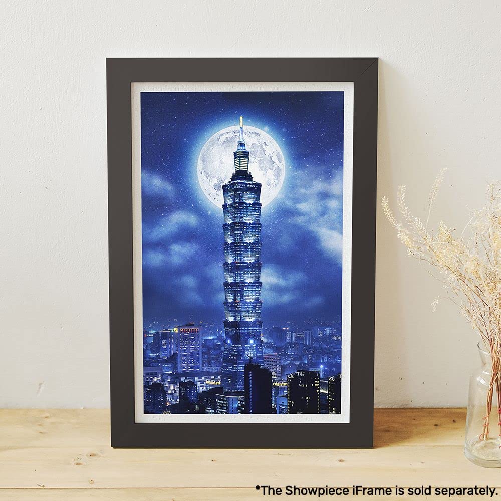 Pintoo Jigsaw Puzzles 1000 Piece for Adults - Moon Night Series - Taipei Skyline Beautiful Plastic Puzzle for Home Decor Zero Dust Easy Storage [H2651] Pintoo
