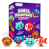 ArtCreativity Seashell Painting Kit for Kids - Sea Shell Craft Kit with 12 Real Seashells, 8 Paint Pots, 2 Glitter Paint Tubes, Air Dry Clay, and More - Summer Arts and Crafts Kits for Girls Ages 4-12 ArtCreativity