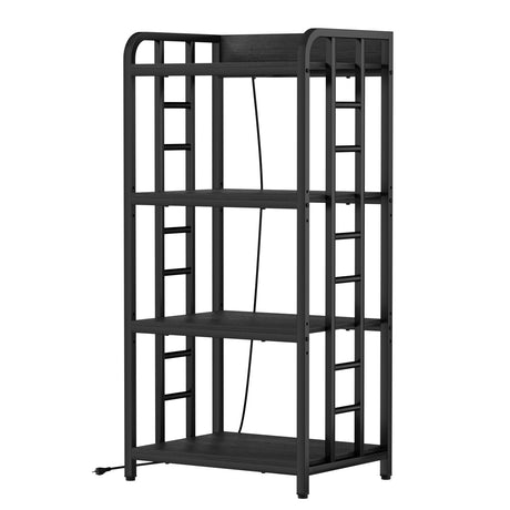 TIFFLOI Adjustable 4-Tier Kitchen Baker's Rack, Microwave Oven Cart Stand, Heavy Duty Organizer Rack for Storage in Living Room, Garage, Home and Office, Black TIFFLOI