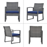 Patiorama 3 Pieces Outdoor Patio Furniture Set, Outdoor Wicker Conversation Set, Patio Rattan Chair Set, Modern Bistro Set with Coffee Table, Garden Balcony Backyard Poolside (Navy Blue) Patiorama
