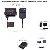 LCS1620B Replacement for Black and Decker 20V Lithium Battery Charger, Compatible with Black and Decker 12V and 20V MAX Battery LBXR20 zyystarttogo