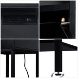 YAHARBO Black Nightstands Set of 2 with Charging Station and USB Ports, 3-Tier End Side Table with Storage Drawer and Shelf, Modern Bedside Night Stand for Bedroom YAHARBO