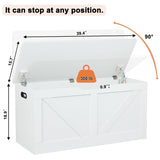 Timberer 39.4" Storage Chest, Wooden Storage Bench, Large Storage Trunk with 2 Safety Hinges, Entryway Shoes Bench for Living Room, Bedroom, White Timberer