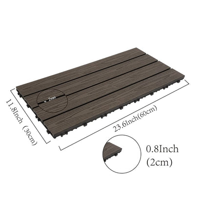 famobay Wood Plastic Composite Patio Deck Tiles (12" x 24", 10 PCs，Textured Espresso),DIY Interlocking Decking Tiles, Floor Tile,Durable,Easy to Install, Maintenance,Waterproof,Indoor Outdoor