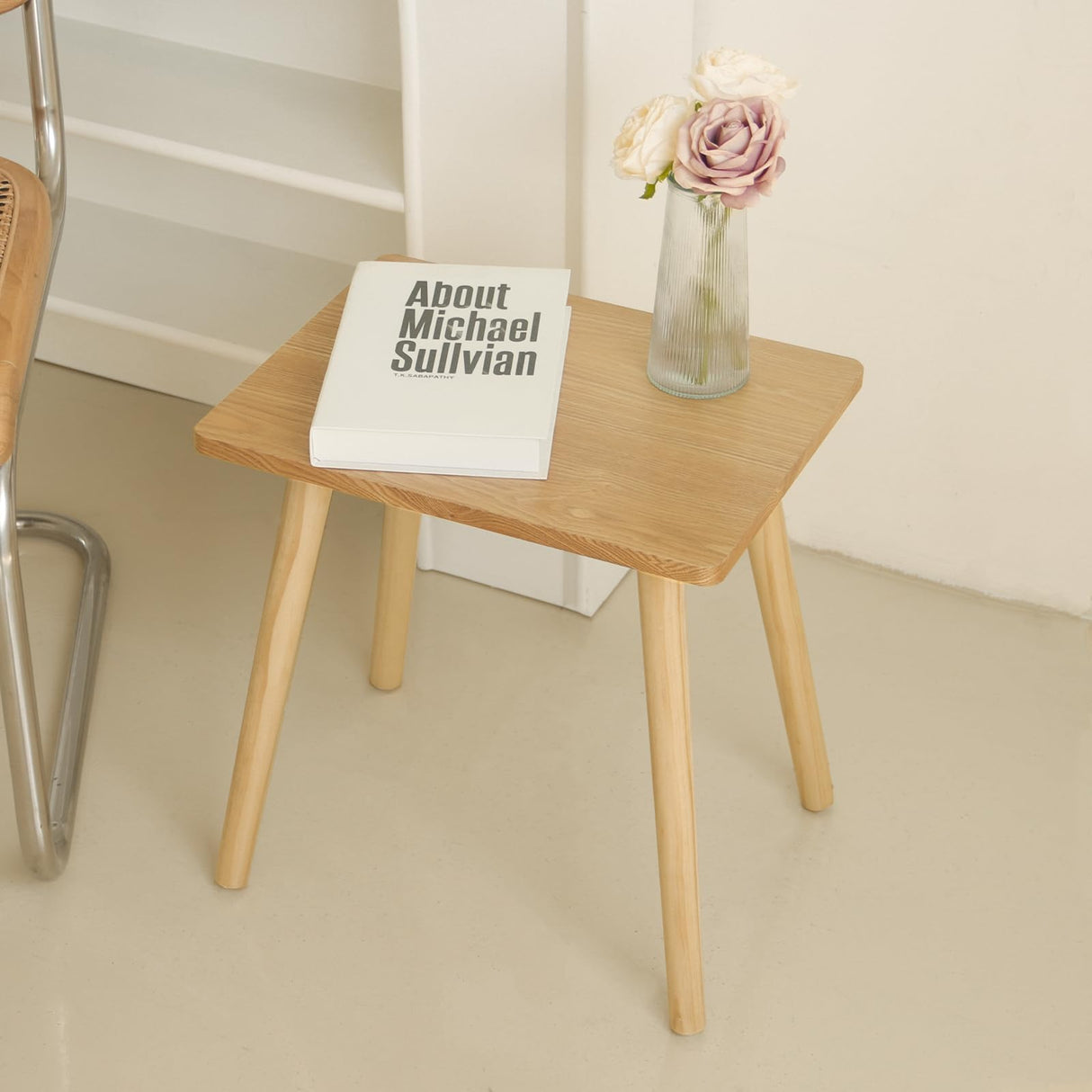 AWASEN Side Table, Small End Accent Table for Living Room Bedroom Office Small Spaces, Modern Wood Side Table Nightstand with Solid Wood, Easy Assembly, (Natural) AWASEN