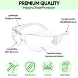 TICONN 12 Clear Safety Glasses for Men, Safety Goggles with Scratch Impact Resistant Meets ANSI Z87.1 Standard (12 Pack) TICONN