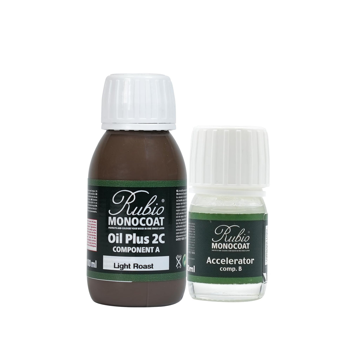 Rubio Monocoat Wood Stain & Finish 65 ft² - Light Roast | Oil Plus 2C | Quick-Dry, Eco-Friendly Linseed Wood Oil for Indoor Use, Includes Accelerator (Part B) | Protector | 130 ml Rubio Monocoat