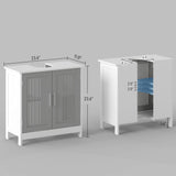 kleankin Modern Under Sink Cabinet with 2 Doors, Pedestal Under Sink Bathroom Cupboard, Bathroom Vanity Cabinet with Adjustable Shelves, Gray and White kleankin