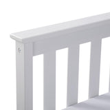 Solid Wood Queen Bed Frame with Headboard - Minimalist Design in White Plank+Beam
