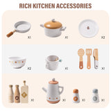 ROBOTIME Wooden Play Kitchen Set, Pretend Play Kitchen Wooden Toy Set for Kids w/Realistic Design, Kids & Toddlers Kitchen Playset with Dishwasher, Toy Kitchen Set for Boys and Girls Ages 3+ (Brown) ROBOTIME