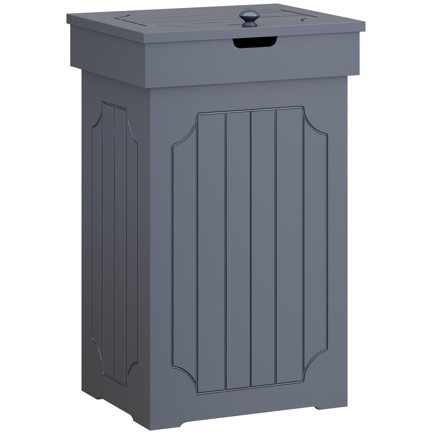 Function Home Trash Can Cabinet, 13 Gallon Kitchen Garbage Can, Wooden Recycling Trash Bin, Freestanding Dog Proof Trash Can, Farmhouse Trash Cabinet with Lid for Home Kitchen Bedroom, Grey - WoodArtSupply