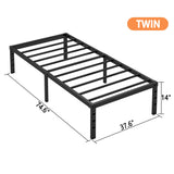Hafenpo 14 Inch Twin Bed Frame - Sturdy Metal Platform Twin Size, No Box Spring Needed, Heavy Duty, Easy Assembly, Strong Bearing Capacity, Under Bed Storage, Black Hafenpo
