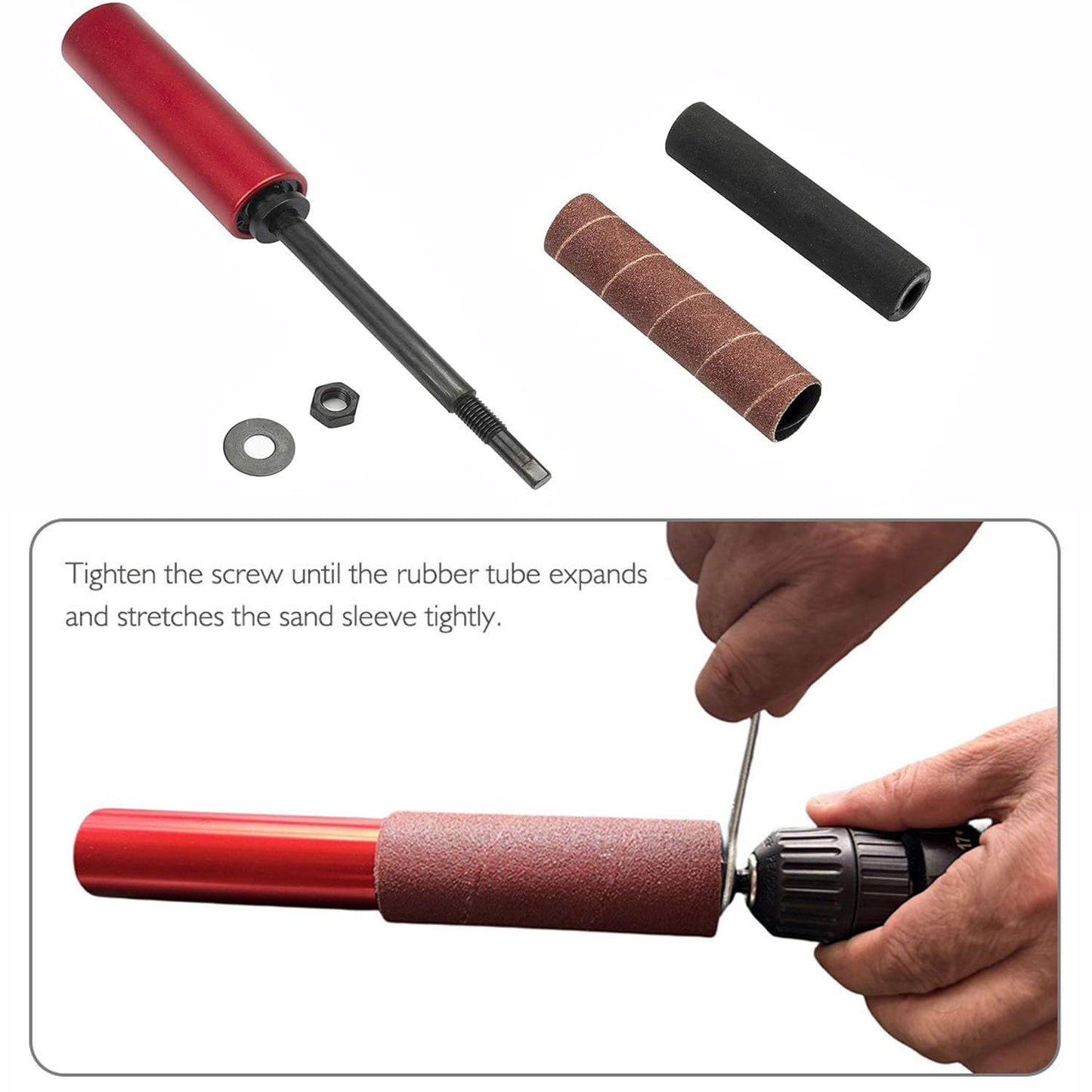 Portable Spindle Sander Drum Sander Set Hand-Held Rubber Sanding Drum Held Rubber Sanding Drum for Metal Wood Glass Stone for Drill 4-1/2" x 1-1/2" - WoodArtSupply