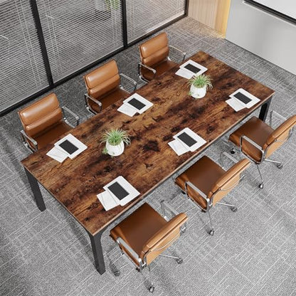 Tribesigns 6.5 FT Conference Room Table, 78.74" W x 27.56" D Large Office Conference Table, Modern Seminar Meeting Table for Boardroom. (Only Table) (Rustic Brown) - WoodArtSupply