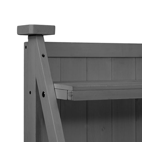 RUNNA 65inch Garden Potting Bench Table, Fir Wood Workstation with Storage Shelf, Drawer and Cabinet (Gray@017, 65inch) RUNNA
