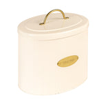 Creative Co-Op DF2516 Oval Metal Lid Bread Box, Off-White Creative Co-Op