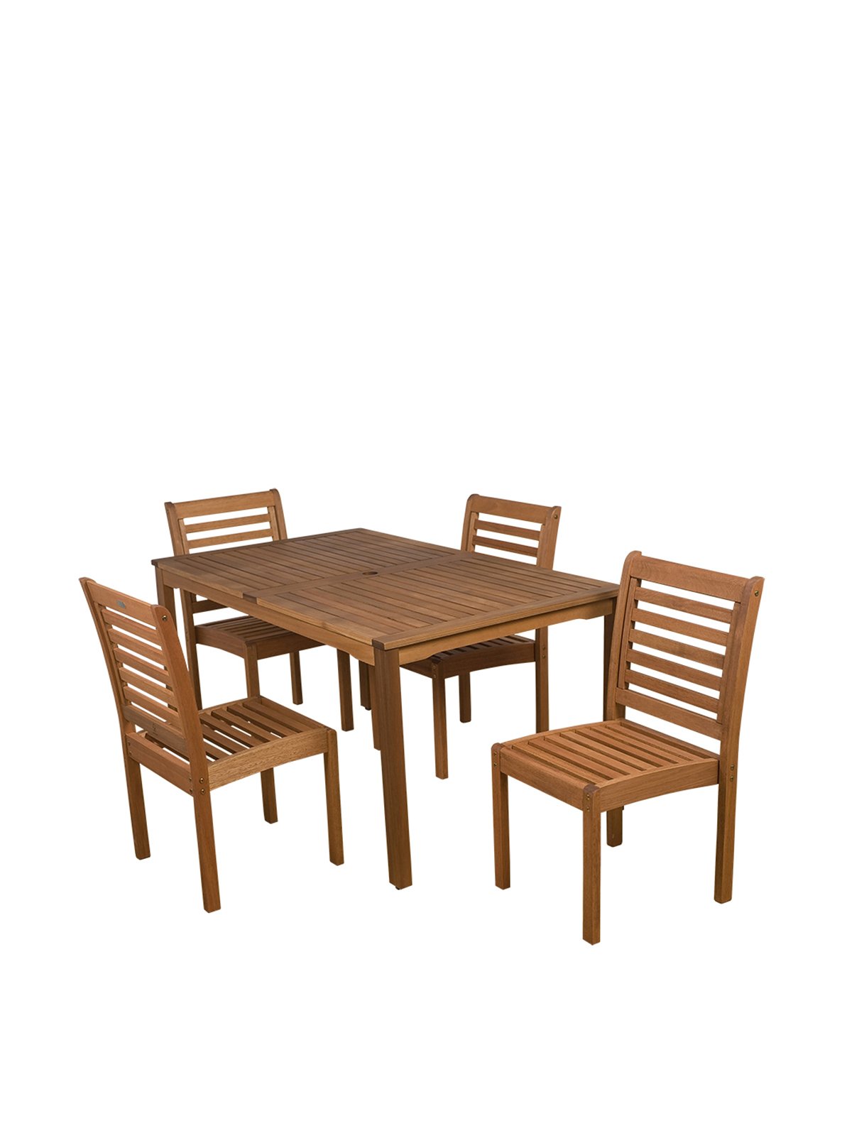 Amazonia Derby 5-Piece Patio Armless Rectangular Dining Set | Eucalyptus Wood | Ideal for Outdoors and Indoors Amazonia