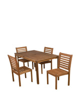 Amazonia Derby 5-Piece Patio Armless Rectangular Dining Set | Eucalyptus Wood | Ideal for Outdoors and Indoors Amazonia