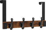 Homode Over The Door Hooks Heavy Duty, Wood Over Door Hanger Hook, Over Door Towel Rack with Coat Hooks for Hanging Towels Clothes Hats Bags, Back of Bathroom Door, Rustic Brown Black Homode