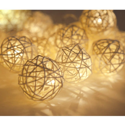 EONLYX Solar Rattan Ball String Lights, 30LED 20ft Rattan Ball Fairy Lights Waterproof Rattan Ball Garden Lights for Landscape Patio Christmas Party Wedding Decoration (Warm White)