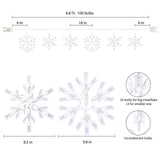 Snowflake Christmas String Lights with 6 Drops - 9ft 100 Mini Bulb Icicle Lights with Hooks, Plug-in Connectable Hanging Lights for Christmas Home Indoor Outdoor Party Wedding Holiday Décor, Clear Minetom