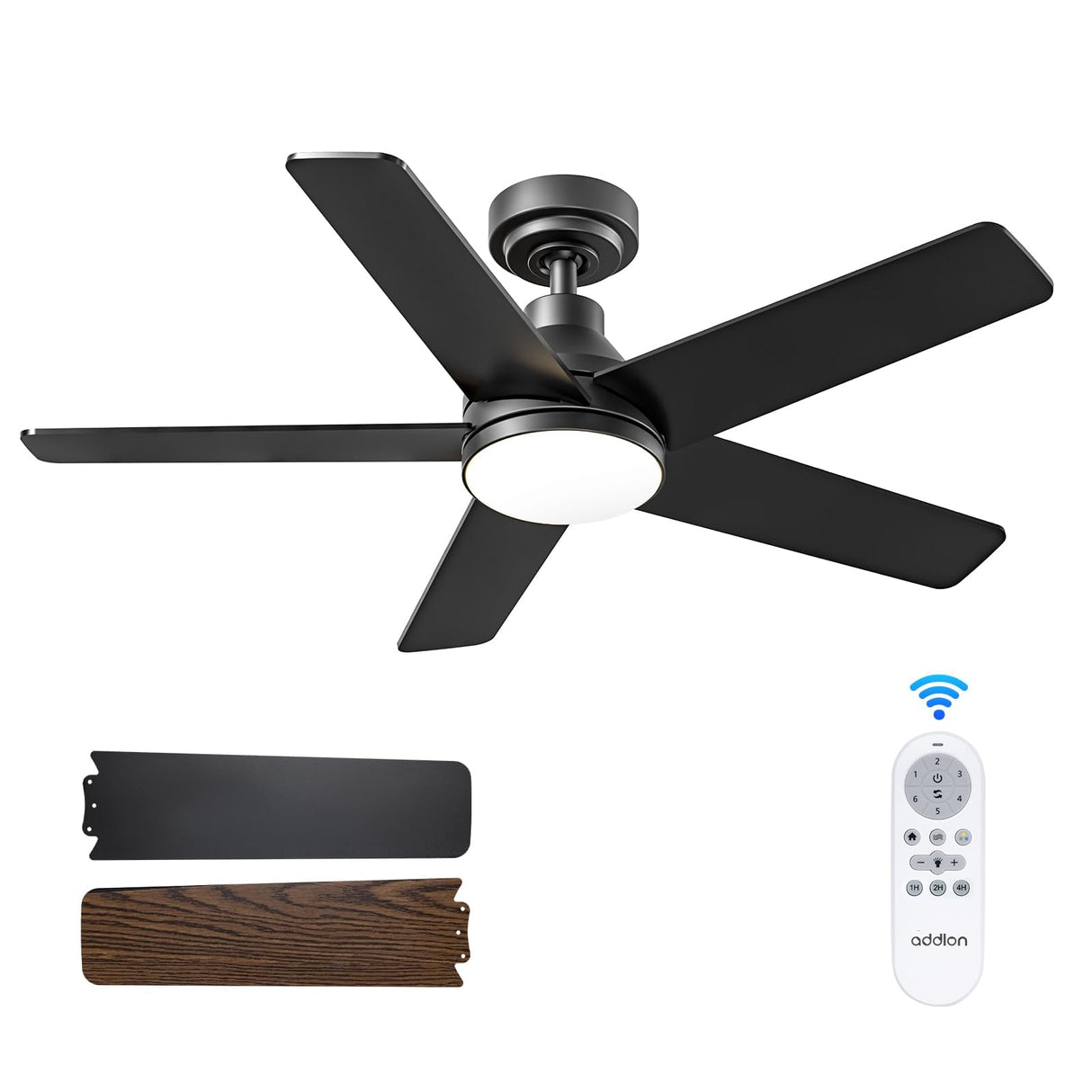 addlon Ceiling Fans with Lights, 42 inch Black Ceiling Fan with Light and Remote Control, Reversible, 3CCT, Dimmable, Noiseless, Small Ceiling Fan for Bedroom, Farmhouse, Indoor/Outdoor Use addlon