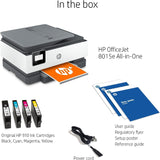 HP OfficeJet 8015e Wireless Color All-in-One Printer with 6 Months Free Ink (228F5A) (Renewed Premium),White HP