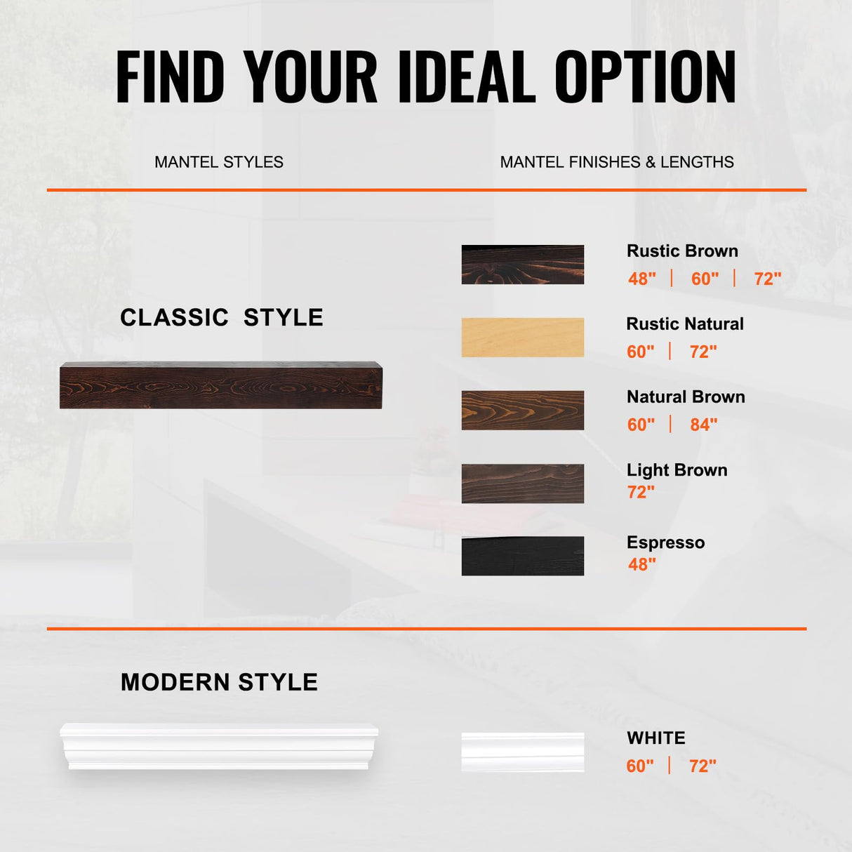 VEVOR Fireplace Mantel, 72" x 8" x 5", 50 lbs Weight Capacity, Natural Wood Mantel for Over Fireplace, Wall Mounted Floating Farmhouse Shelf, Handcrafted Fireplace Mantel for Wall Decor, Rustic Brown VEVOR