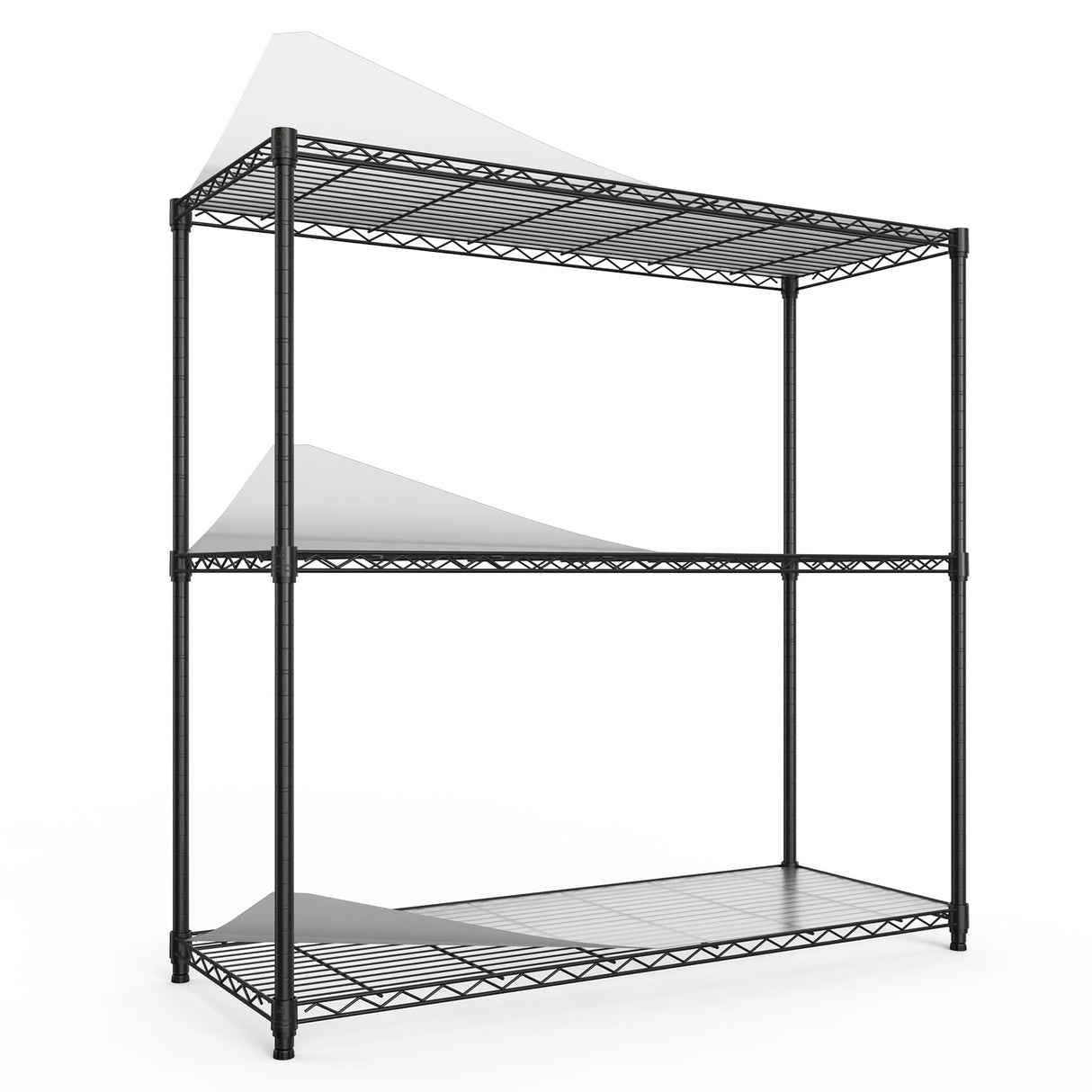 pouseayar Black NSF 3 Tier Metal Shelf Wire Shelving Unit, 1050lbs Heavy Duty Adjustable Storage Rack with Shelf Liners for Closet Kitchen Garage Basement Commercial Shelving - 48" H x 48" L x 18" D pouseayar
