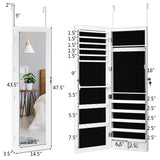 Giantex 15 LEDs Jewelry Armoire, Wall Mounted or Door Hanging, Lockable Jewelry Cabinet with Full Length Mirror, Large Storage Jewelry Organizer Box Armoire for Girls Women (14.5"W x 3.5"D x 47.5"H) Giantex
