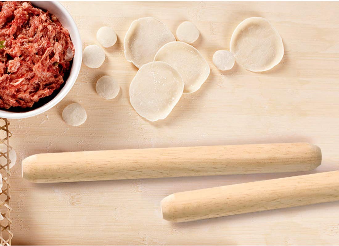 Wooden Rolling Pin, French Dumpling Rolling Pin for Baking Pizza Dough Roller 30 x 3.5cm SmellS