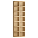 FOTOSOK 71’’ Narrow Bookshelf and Bookcase, Wooden Shelf 7 Tier Media Storage Tower Rack, CD DVD Storage Tower Rack with Adjustable Shelves,Double Wide Slim Bookshelf Cube Storage Organizer, Natural FOTOSOK