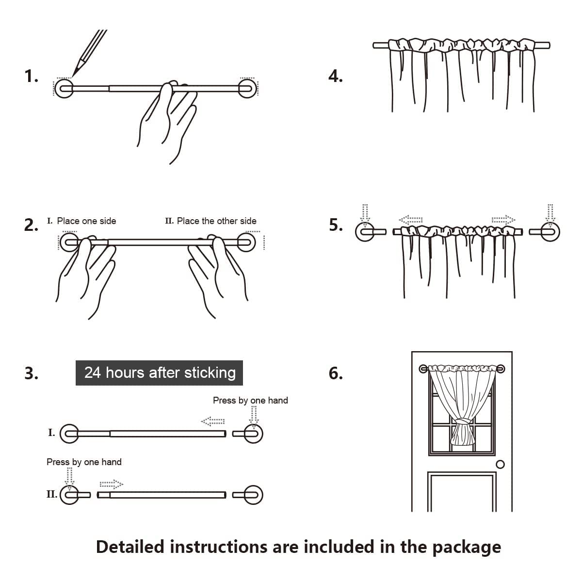 KXLife 2 Pack Adjustable Sticky Self Adhesive 3/8 Inch Sash Curtain Rod for Metal, Wood Doors, 17 to 28 Inch Multi-Use Sidelight Cafe Sash Rod for Door Panels, Windows, Bathroom (White,Set of 2) KXLIFE