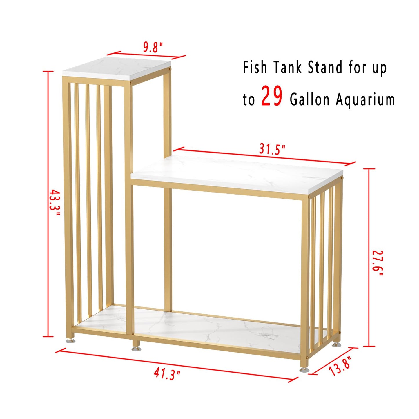 WOULHOMY 29 Gallon Fish Tank Stand, Metal Aquarium Stand with Shelves for Fish Tank Accessories Storage, Reptile Tank Turtle Terrariums Stand for Home Office (Gold) - WoodArtSupply