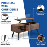 Lifetime Home Lift Top Coffee Table with Hidden Compartment - Modern Living Room Dining Table with Rising Tabletop Lifttop Desk for Apartment, Home, Condo Lifetime Home